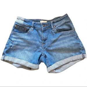 Roxy Denim Shorts Contrast Waistband Zip Fly EUC